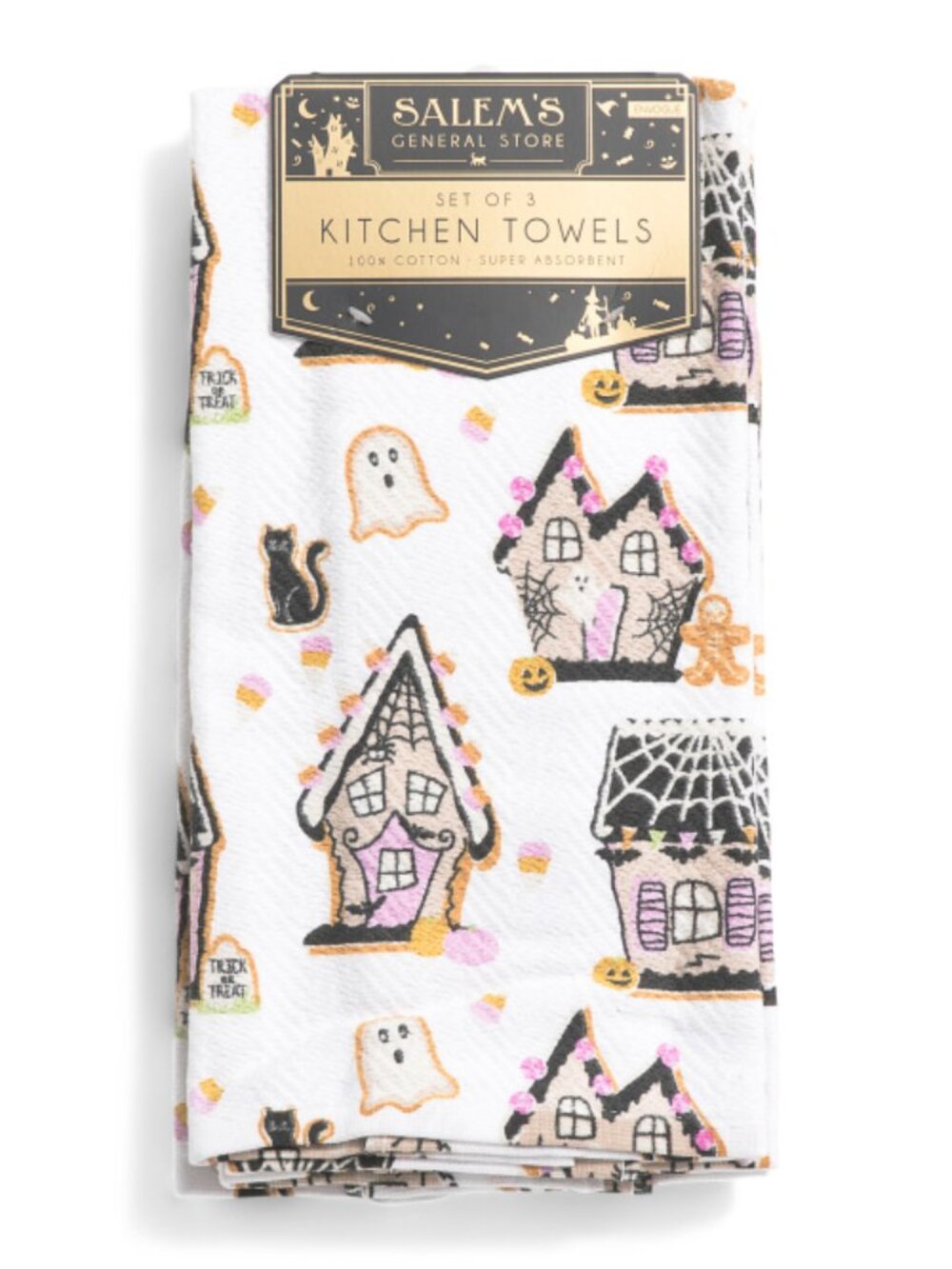 NWT ENVOGUE 3pk Gingerbread Houses Kitchen Towels